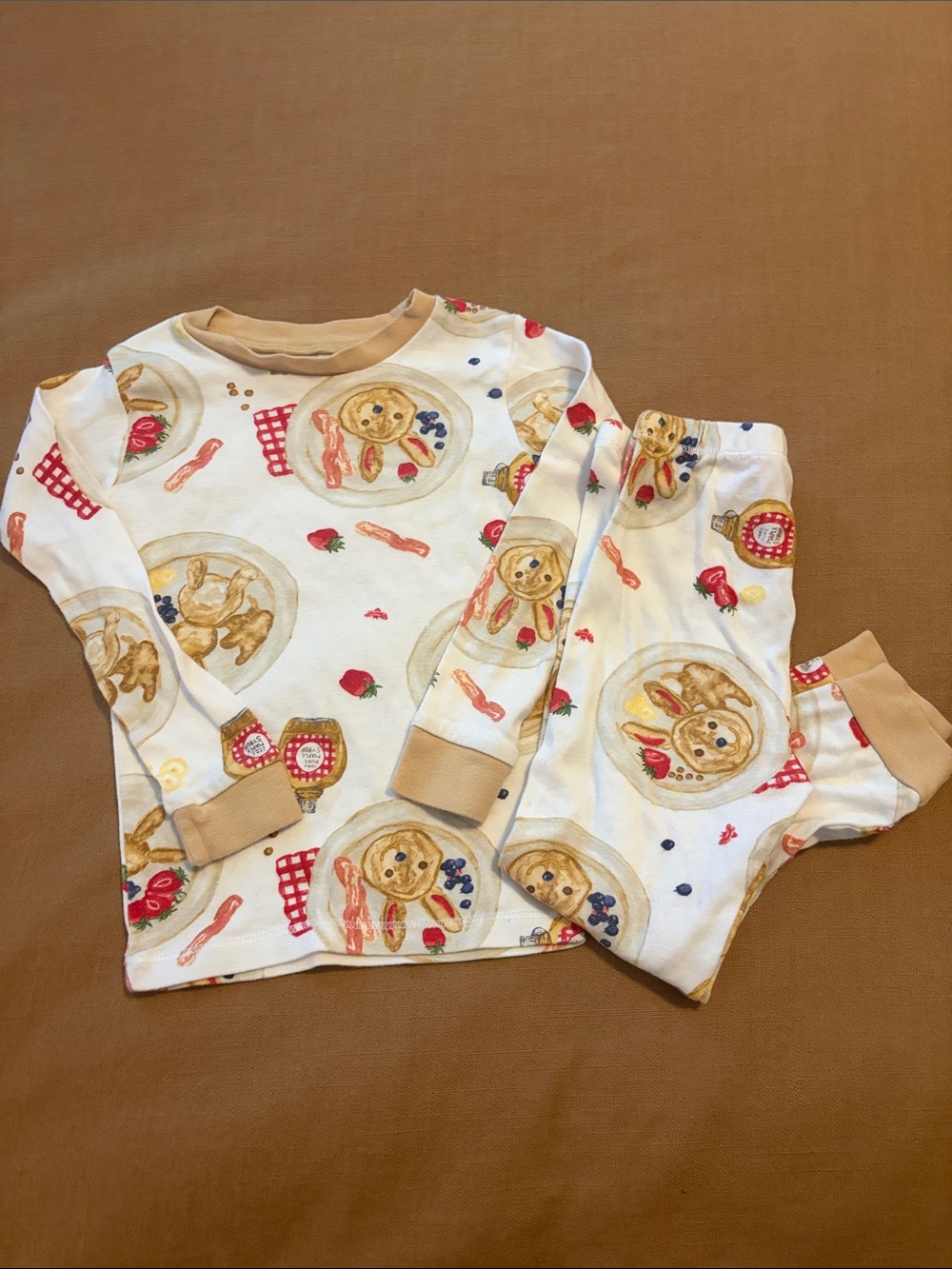 Toddler Burts Bees Easter Breakfast Bunny Pancakes 2 piece pajama set